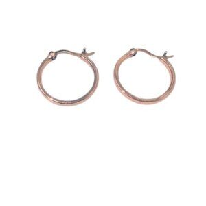 18K Rose Gold Plated Hoop Earrings - 925 Sterling